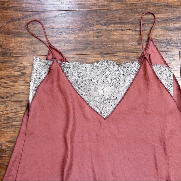 Free People • Deep V Bandeau Top satin lace cami tank Copper rust cream bralette - Picture 10 of 11
